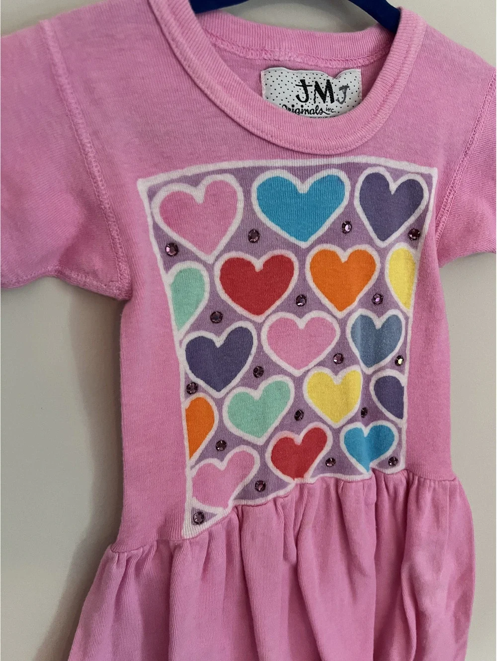 Vintage JM Originals Pink Heart Short Sleeve Dress